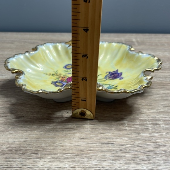 Vintage 50s GC Japan Hand Painted Floral Decorative Dish Gold Accents Fine China - Picture 7 of 8